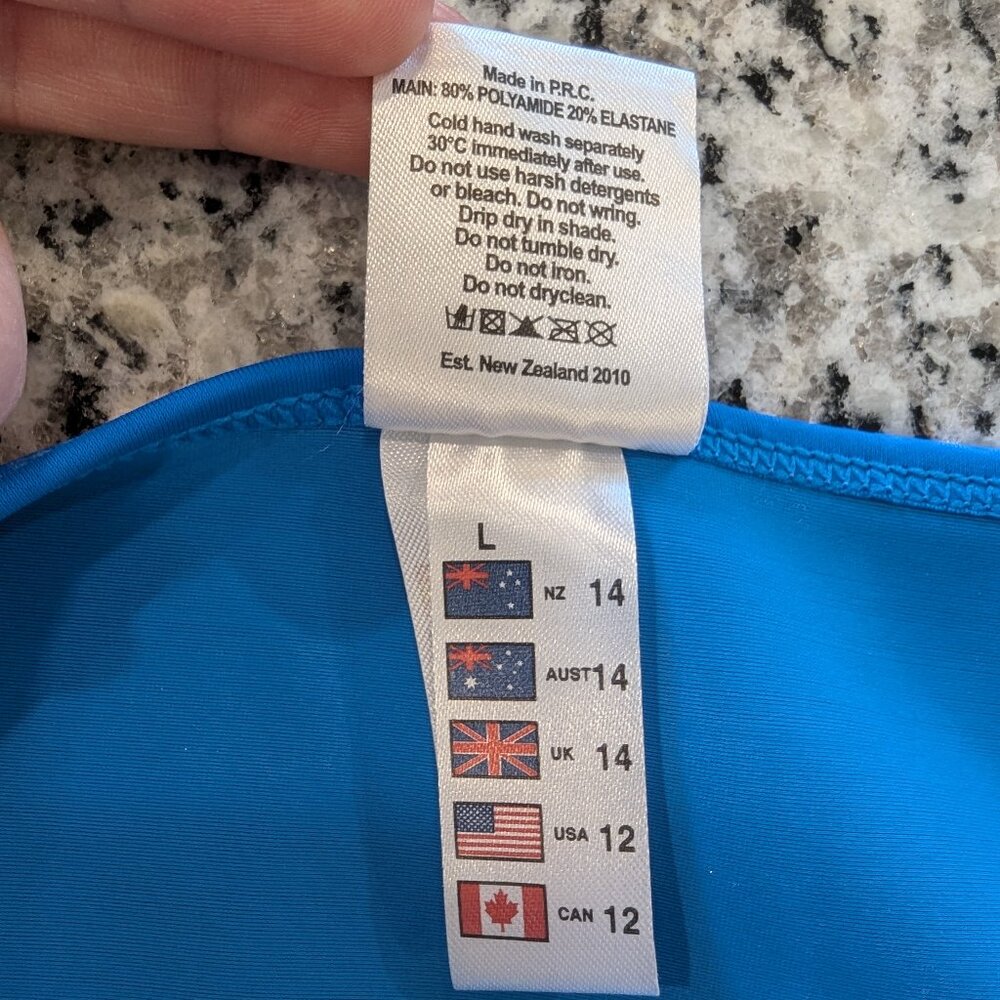 PIHA New Zealand Neoprene Bikini 12 Coral & Blue Trim Bold Vibrant Vivid - Picture 3 of 5